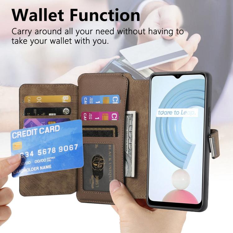 For Realme C21Y CaseNeo MagSafe RFID Anti-theft Zipper Wallet Retro Leather Phone Case