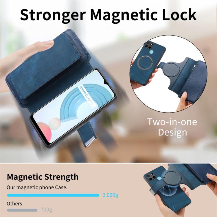 For Realme C21Y CaseNeo MagSafe RFID Anti-theft Zipper Wallet Retro Leather Phone Case