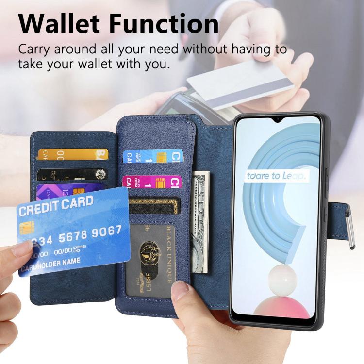For Realme C21Y CaseNeo MagSafe RFID Anti-theft Zipper Wallet Retro Leather Phone Case