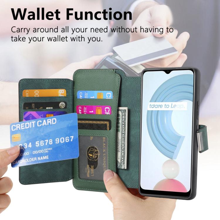 For Realme C21Y CaseNeo MagSafe RFID Anti-theft Zipper Wallet Retro Leather Phone Case
