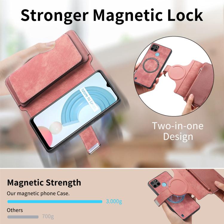For Realme C21Y CaseNeo MagSafe RFID Anti-theft Zipper Wallet Retro Leather Phone Case
