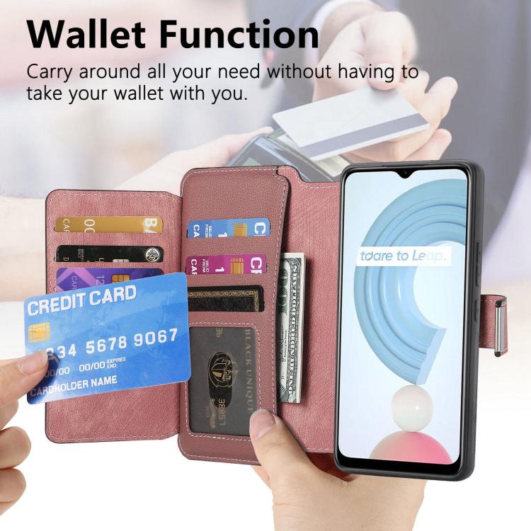 For Realme C21Y CaseNeo MagSafe RFID Anti-theft Zipper Wallet Retro Leather Phone Case