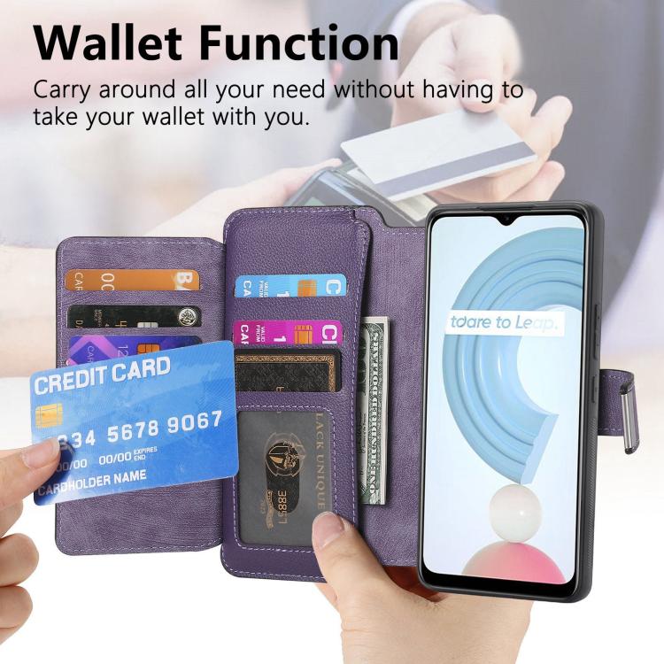 For Realme C21Y CaseNeo MagSafe RFID Anti-theft Zipper Wallet Retro Leather Phone Case