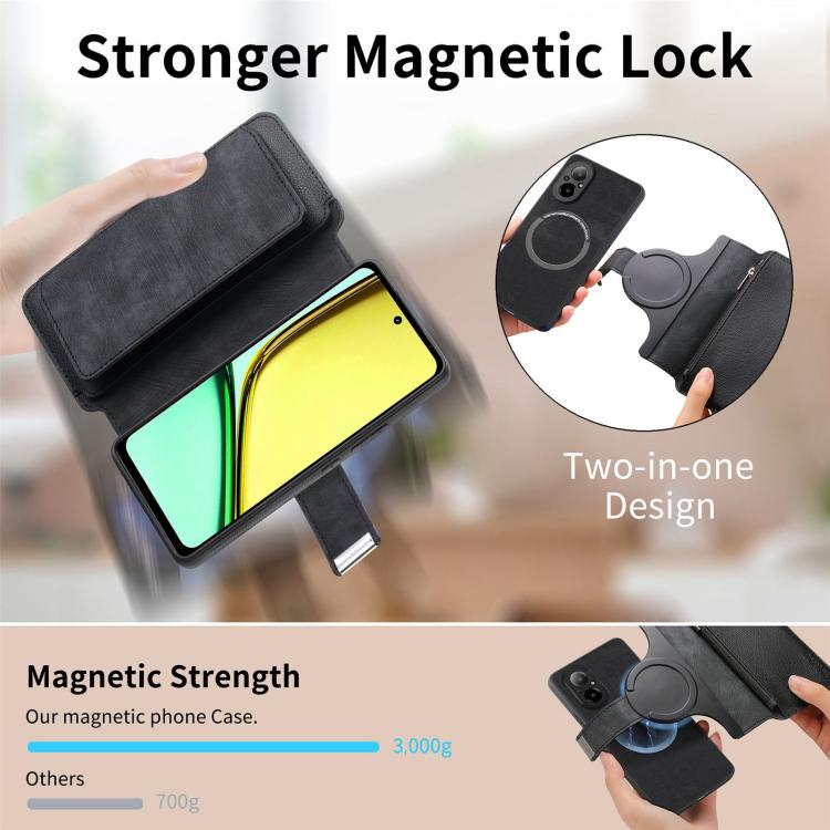 For Realme C67 4G CaseNeo MagSafe RFID Anti-theft Zipper Wallet Retro Leather Phone Case