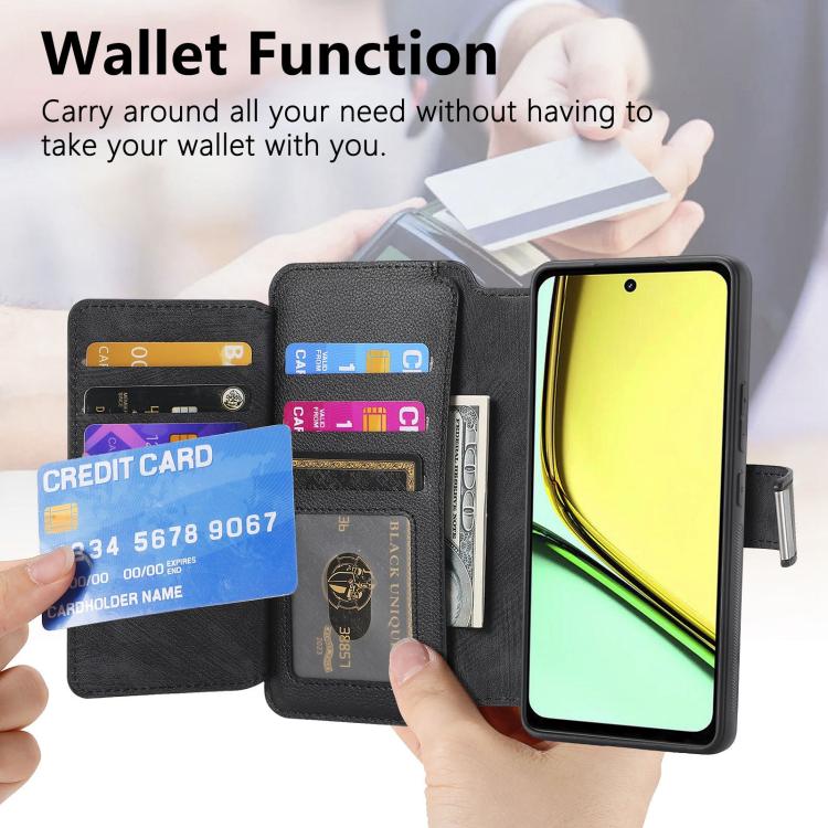 For Realme C67 4G CaseNeo MagSafe RFID Anti-theft Zipper Wallet Retro Leather Phone Case