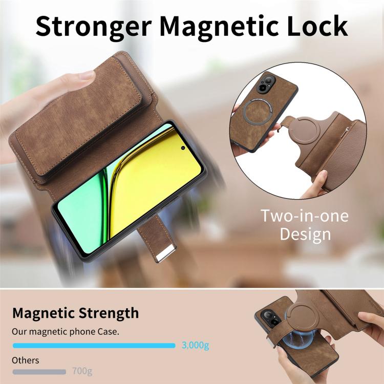 For Realme C67 4G CaseNeo MagSafe RFID Anti-theft Zipper Wallet Retro Leather Phone Case