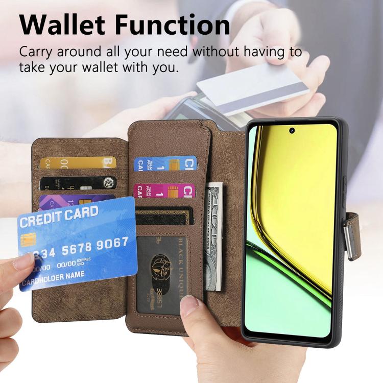 For Realme C67 4G CaseNeo MagSafe RFID Anti-theft Zipper Wallet Retro Leather Phone Case