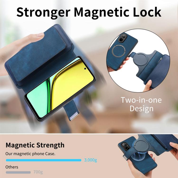 For Realme C67 4G CaseNeo MagSafe RFID Anti-theft Zipper Wallet Retro Leather Phone Case