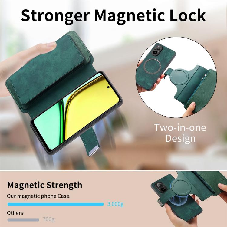 For Realme C67 4G CaseNeo MagSafe RFID Anti-theft Zipper Wallet Retro Leather Phone Case