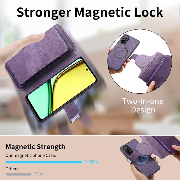 For Realme C67 4G CaseNeo MagSafe RFID Anti-theft Zipper Wallet Retro Leather Phone Case