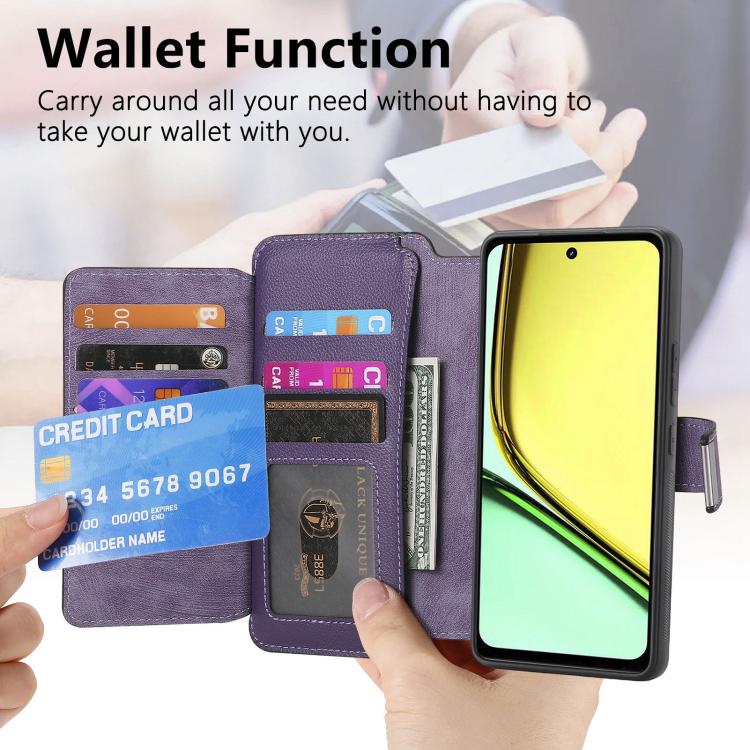 For Realme C67 4G CaseNeo MagSafe RFID Anti-theft Zipper Wallet Retro Leather Phone Case