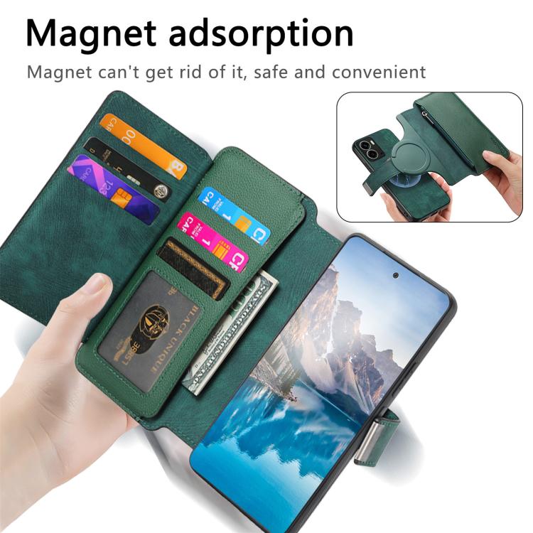 For Realme 14 CaseNeo MagSafe RFID Anti-theft Zipper Wallet Retro Leather Phone Case