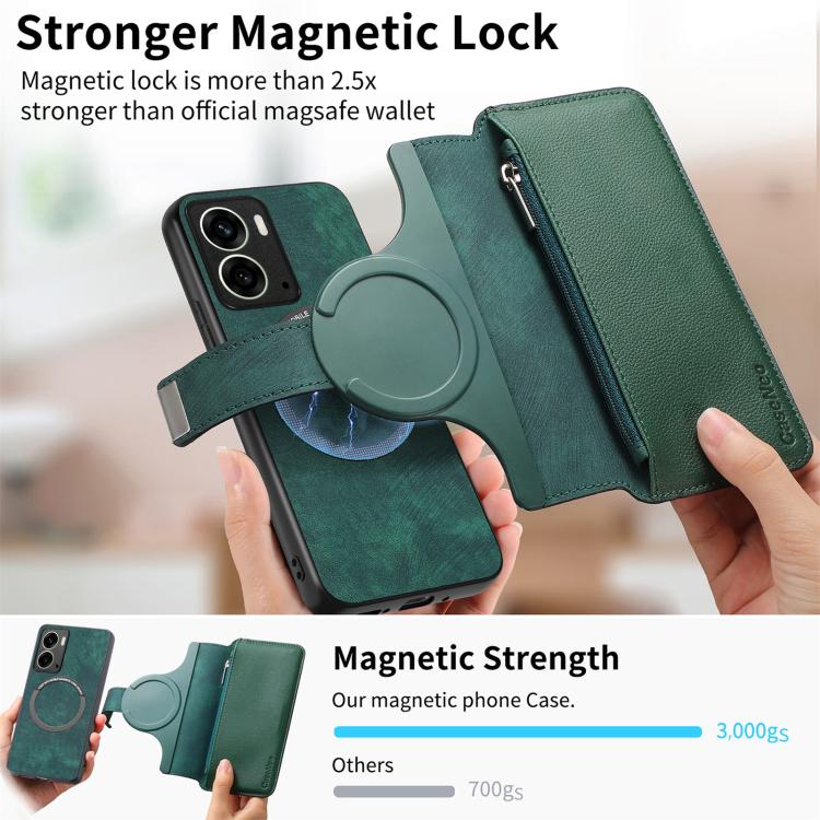 For Realme 14 CaseNeo MagSafe RFID Anti-theft Zipper Wallet Retro Leather Phone Case