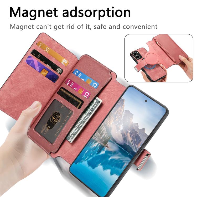 For Realme 14 CaseNeo MagSafe RFID Anti-theft Zipper Wallet Retro Leather Phone Case