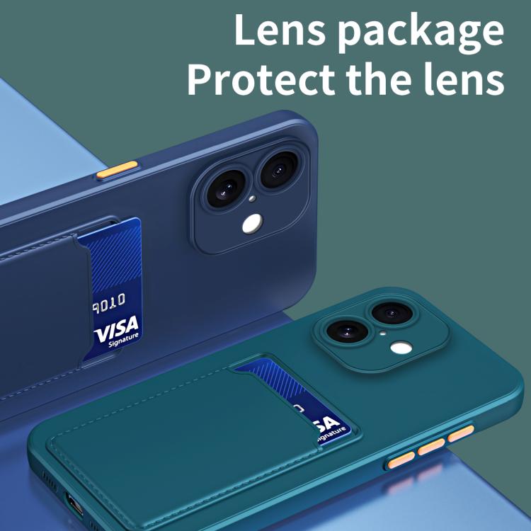 For iPhone 17 Skin Feel Card Contrast Color Button TPU Phone Case