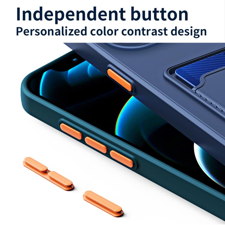 For iPhone 17 Skin Feel Card Contrast Color Button TPU Phone Case