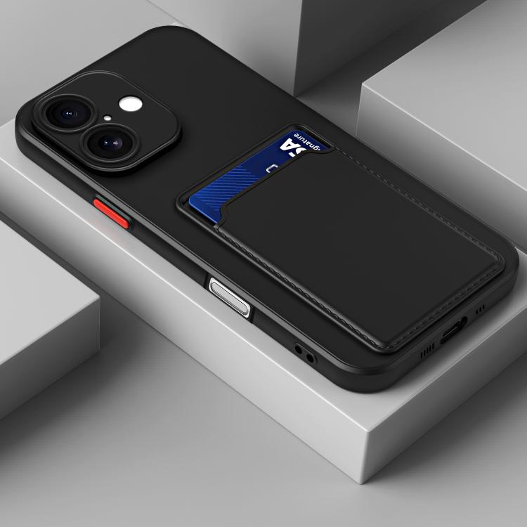 For iPhone 17 Skin Feel Card Contrast Color Button TPU Phone Case