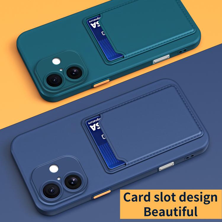 For iPhone 17 Skin Feel Card Contrast Color Button TPU Phone Case