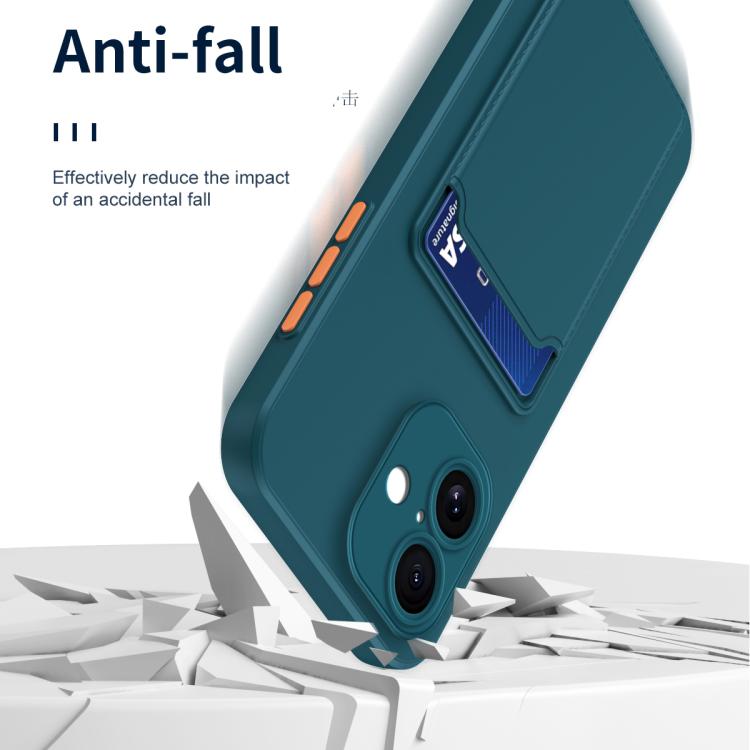 For iPhone 17 Skin Feel Card Contrast Color Button TPU Phone Case