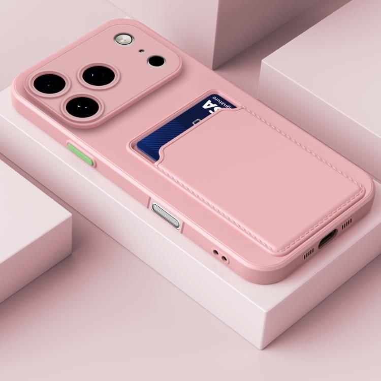 For iPhone 17 Pro Skin Feel Card Contrast Color Button TPU Phone Case