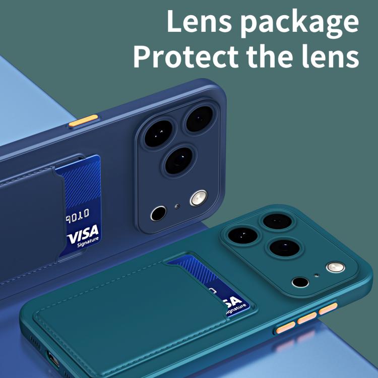 For iPhone 17 Pro Skin Feel Card Contrast Color Button TPU Phone Case