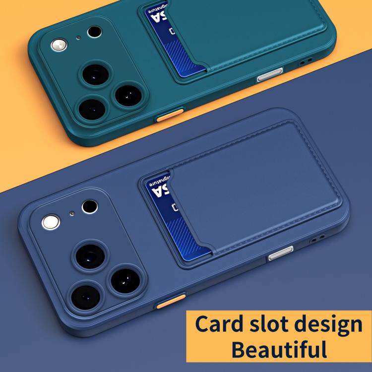 For iPhone 17 Pro Skin Feel Card Contrast Color Button TPU Phone Case
