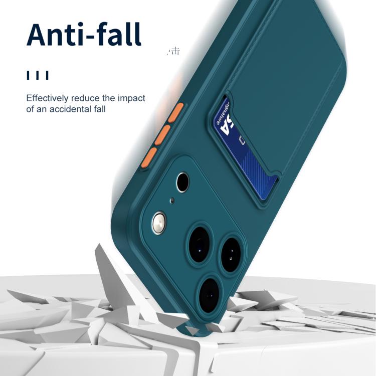 For iPhone 17 Pro Skin Feel Card Contrast Color Button TPU Phone Case