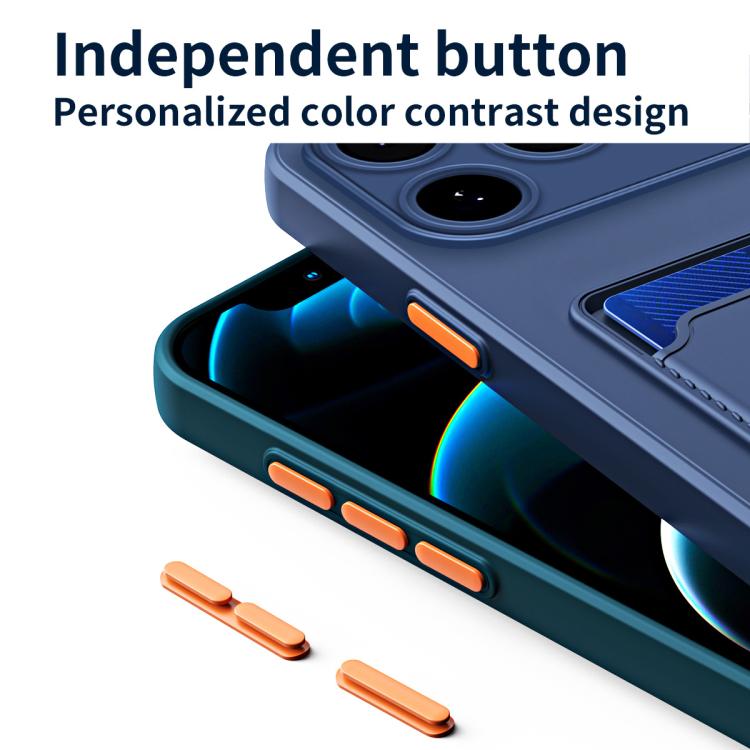 For iPhone 17 Pro Skin Feel Card Contrast Color Button TPU Phone Case