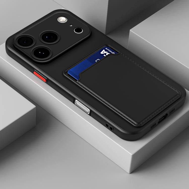 For iPhone 17 Pro Skin Feel Card Contrast Color Button TPU Phone Case