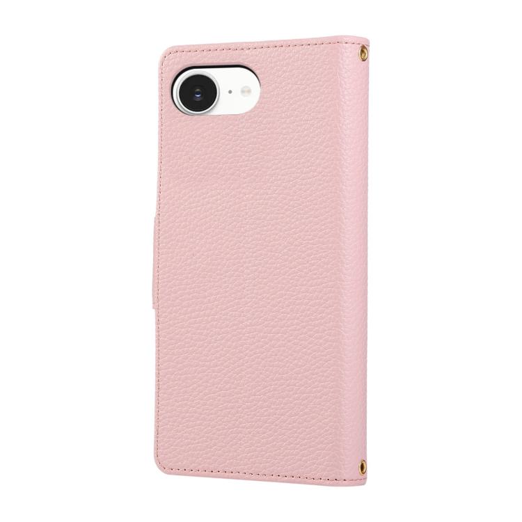 For iPhone 17e / 16e Round Buckle Zipper Wallet Leather Phone Case with Crossbody Strap