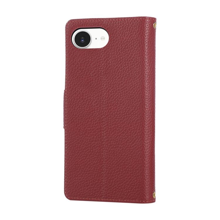 For iPhone 17e / 16e Round Buckle Zipper Wallet Leather Phone Case with Crossbody Strap