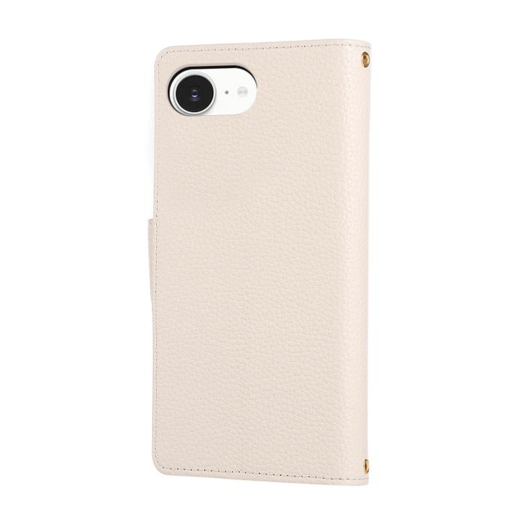 For iPhone 17e / 16e Round Buckle Zipper Wallet Leather Phone Case with Crossbody Strap