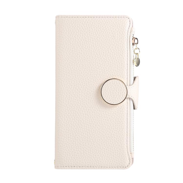 For iPhone 16 Pro Round Buckle Zipper Wallet Leather Phone Case with Crossbody Strap