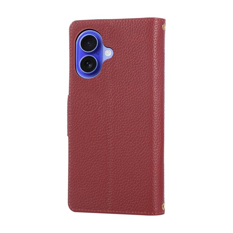 For iPhone 16 Plus Round Buckle Zipper Wallet Leather Phone Case with Crossbody Strap