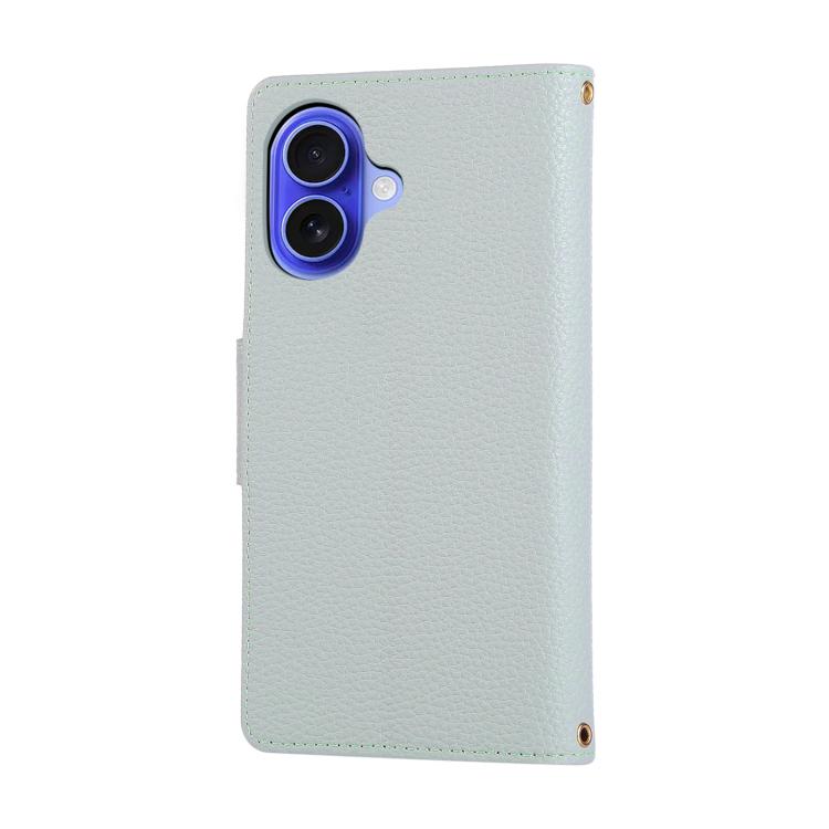 For iPhone 16 Plus Round Buckle Zipper Wallet Leather Phone Case with Crossbody Strap