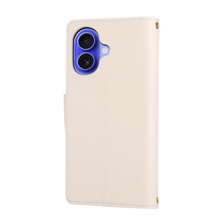 For iPhone 16 Plus Round Buckle Zipper Wallet Leather Phone Case with Crossbody Strap