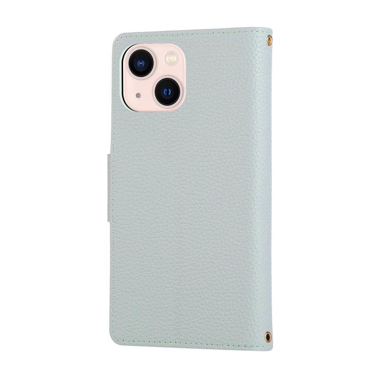 For iPhone 14 Round Buckle Zipper Wallet Leather Phone Case with Crossbody Strap