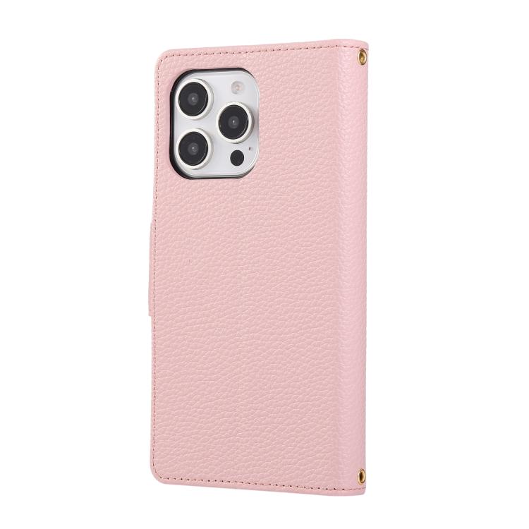 For iPhone 14 Pro Max Round Buckle Zipper Wallet Leather Phone Case with Crossbody Strap