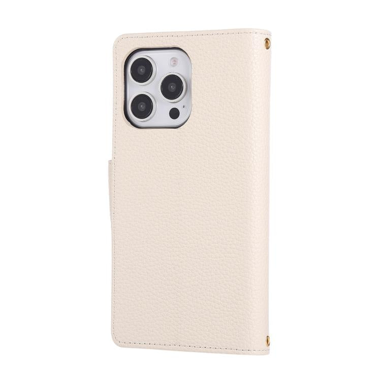 For iPhone 14 Pro Max Round Buckle Zipper Wallet Leather Phone Case with Crossbody Strap