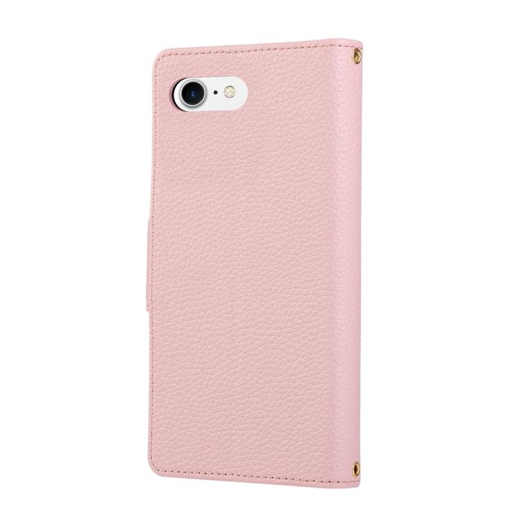 For iPhone 7 / 8 / SE 2022 Round Buckle Zipper Wallet Leather Phone Case with Crossbody Strap