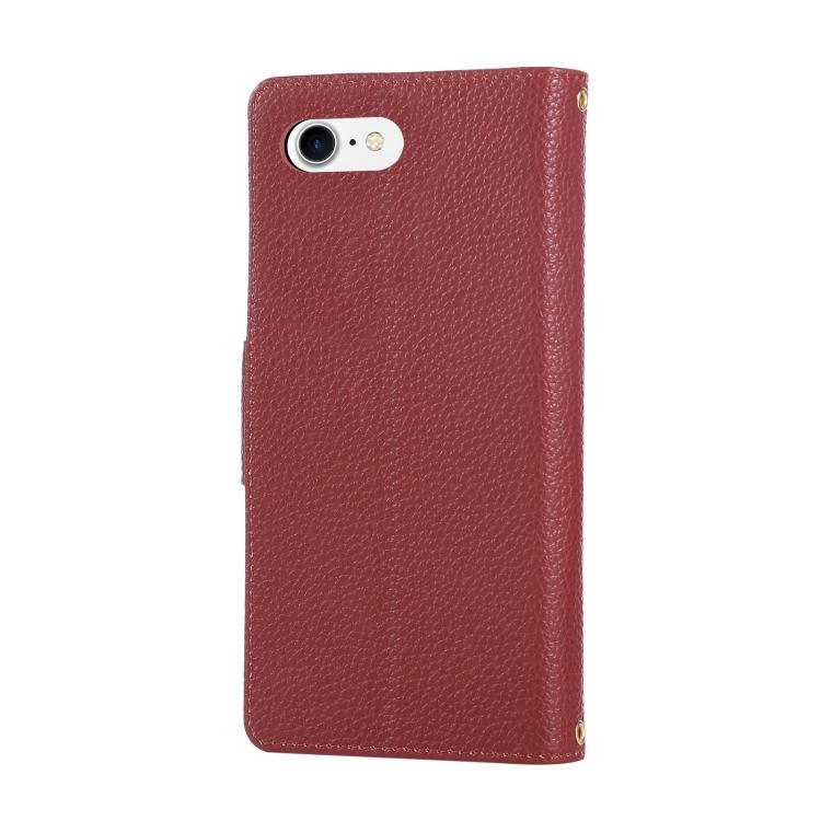 For iPhone 7 / 8 / SE 2022 Round Buckle Zipper Wallet Leather Phone Case with Crossbody Strap
