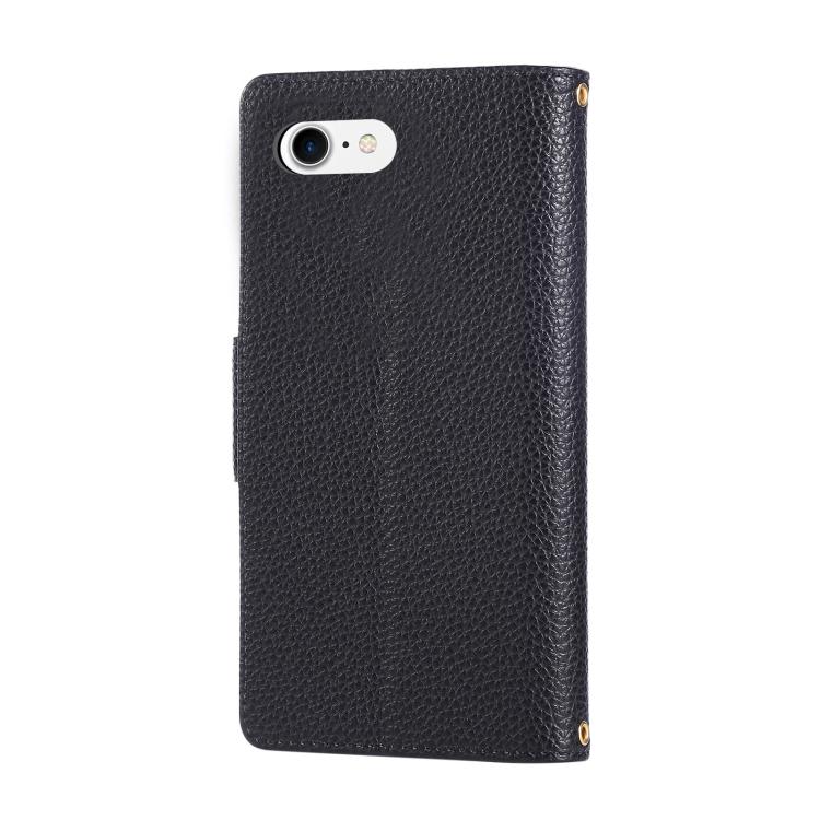 For iPhone 7 / 8 / SE 2022 Round Buckle Zipper Wallet Leather Phone Case with Crossbody Strap