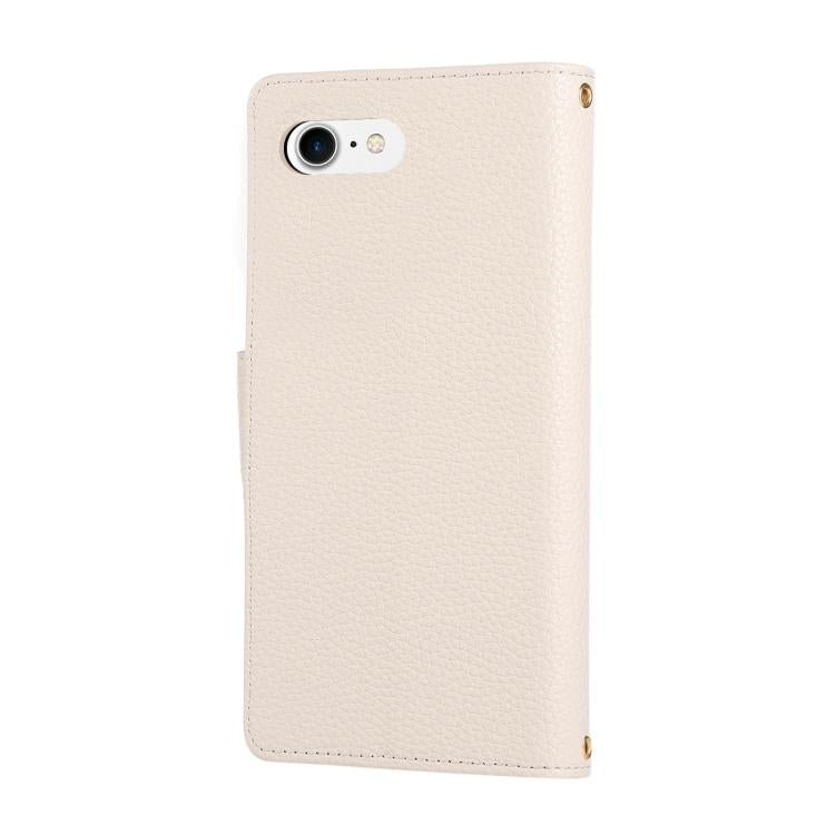 For iPhone 7 / 8 / SE 2022 Round Buckle Zipper Wallet Leather Phone Case with Crossbody Strap