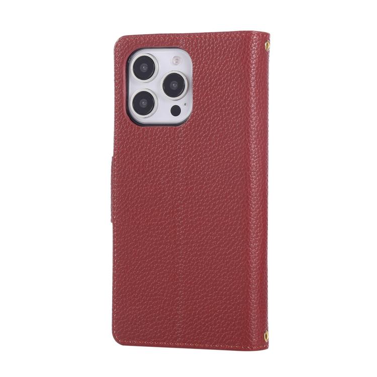 For iPhone 13 Pro Round Buckle Zipper Wallet Leather Phone Case with Crossbody Strap