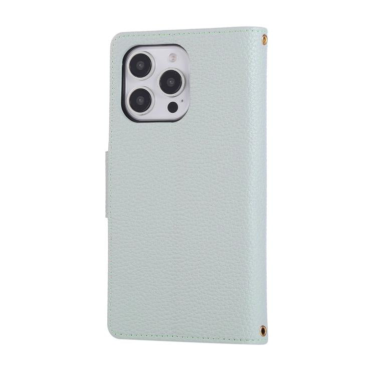 For iPhone 13 Pro Round Buckle Zipper Wallet Leather Phone Case with Crossbody Strap