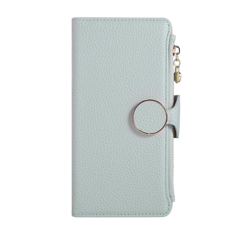 For iPhone 16 Round Buckle Zipper Wallet Leather Phone Case with Crossbody Strap