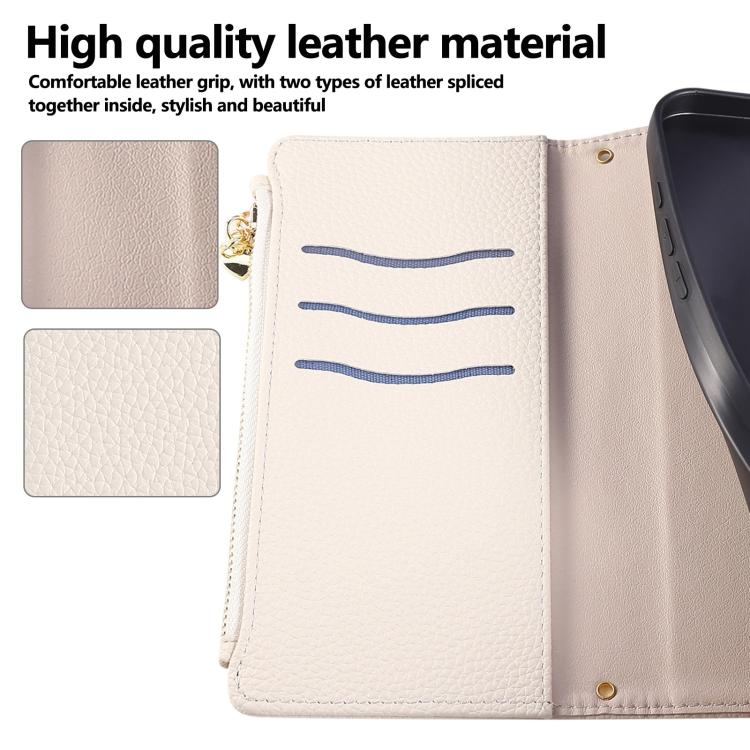 For iPhone 16 Round Buckle Zipper Wallet Leather Phone Case with Crossbody Strap
