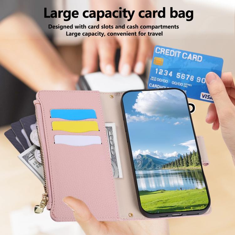 For iPhone 12 mini Round Buckle Zipper Wallet Leather Phone Case with Crossbody Strap