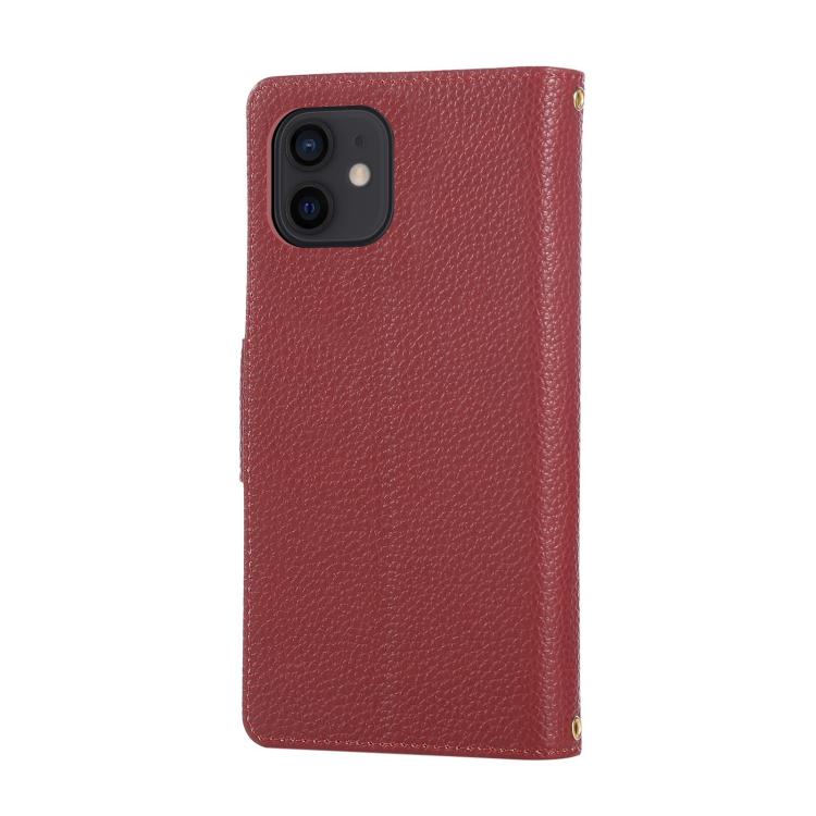 For iPhone 12 mini Round Buckle Zipper Wallet Leather Phone Case with Crossbody Strap
