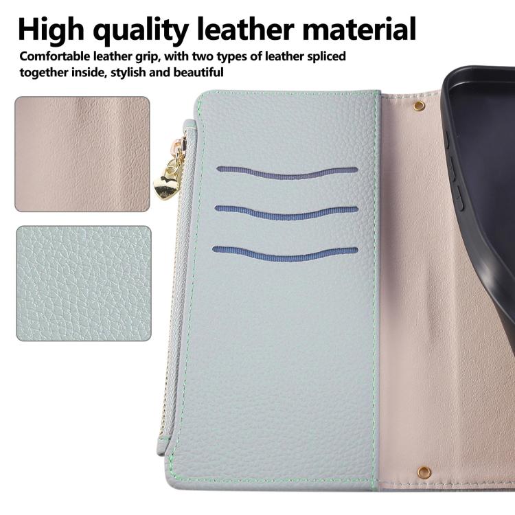 For iPhone 12 mini Round Buckle Zipper Wallet Leather Phone Case with Crossbody Strap
